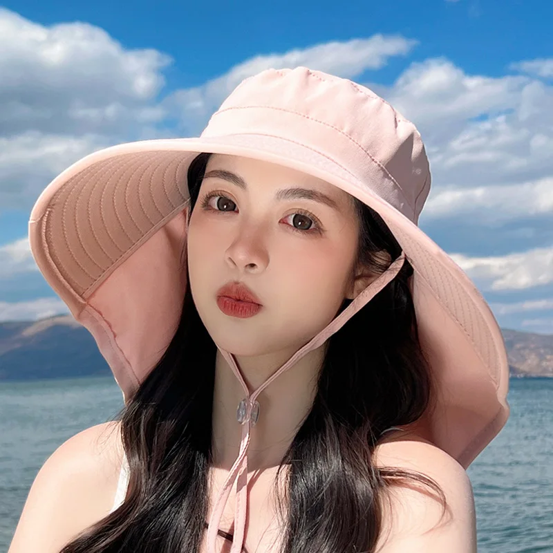 Outdoor Sun Bucket Hat for Women Girls with 50+ UPF Protection Safari Cap Wide Brim Fishing Hat with Neck Flap Model 8112