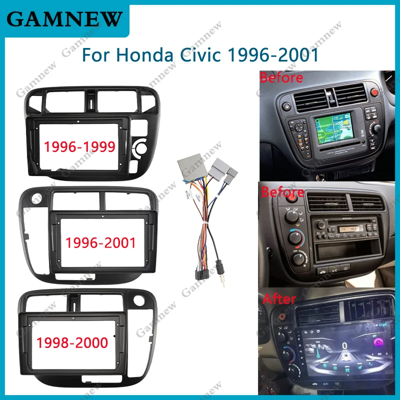 9 Inch Car Fascia Frame Adapter For Honda Civic 1996-2001 Android Radio Dashboard Fitting Panel Kit Face Plate