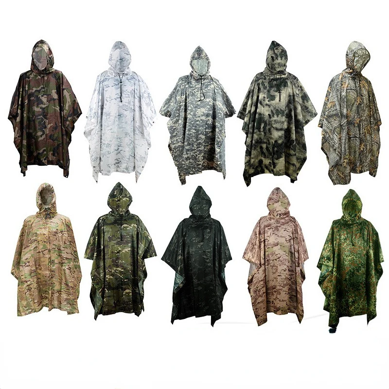 

Tactical Raincoat Outdoor Raincoat Waterproof Poncho Camouflage Cover Hunting Clothes Shelter Tent Emergency Raincoat