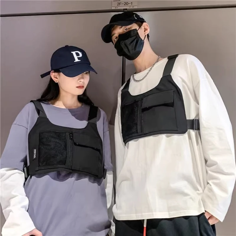 

Unisex Tactical Chest Rig - Multi-Functional Utility Vest Bag with Mesh Pockets Hip-Hop Streetwear Cosplay Prop Accessories