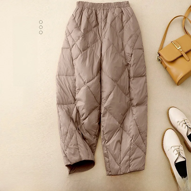 

Spring Outerwear 2025 New Winter Cotton Lined Loose Lightweight Straight Leg High Waist Women's Pants Trousers Bootcut Cotton