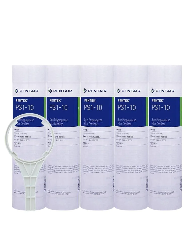 

Pentair Pentek P5 Sediment Water Filter, 10-Inch, Under Sink Spun-Bonded Polypropylene Replacement Cartridge, 10" x 2.5"
