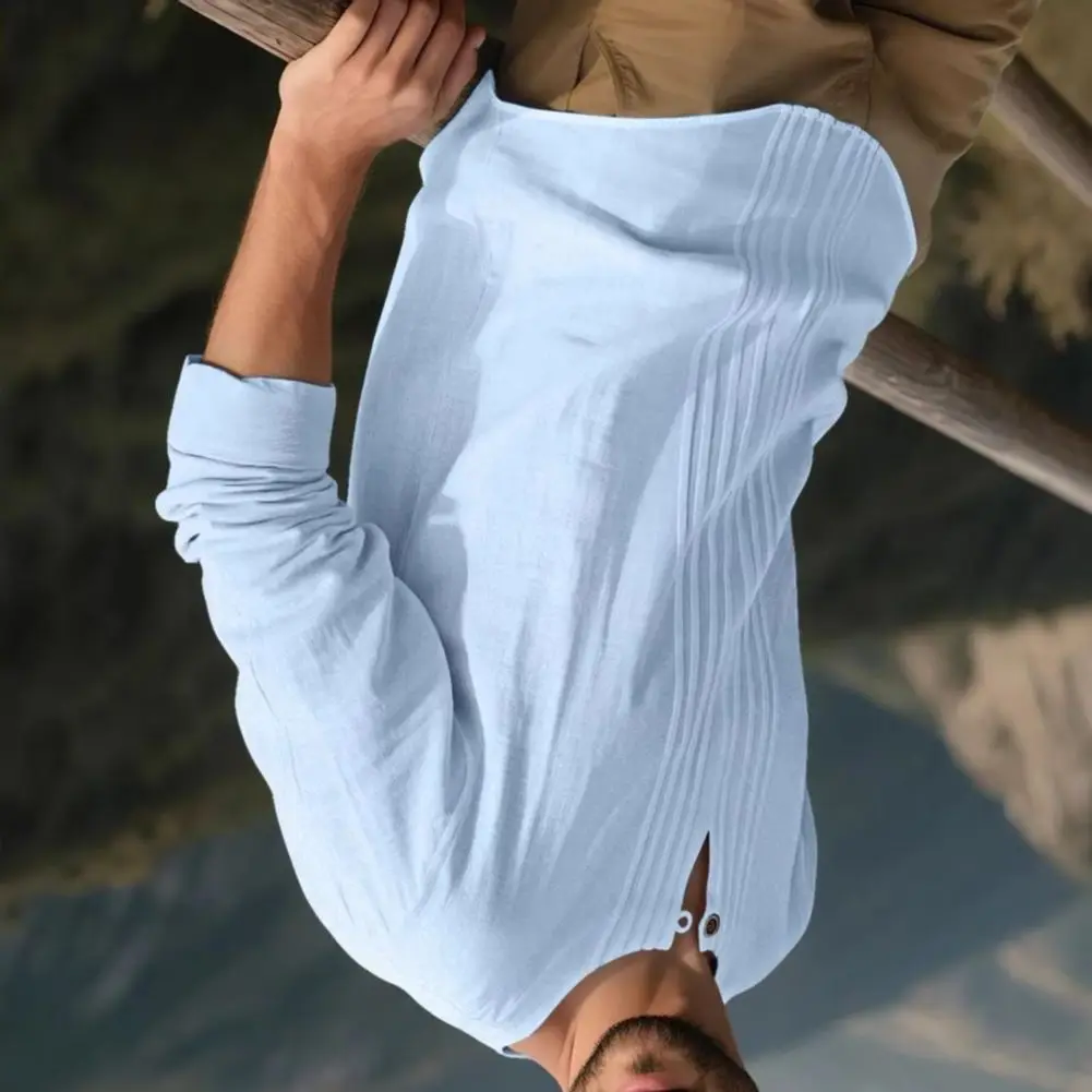 

Comfortable Linen Shirt Men Shirt Men's Casual Fashion Long Sleeve Linen Shirt Stylish Comfortable Breathable Men's Clothing