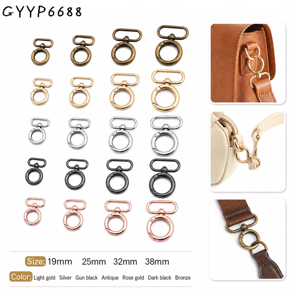 10/30/100PCS Inside:19-38mm Open Metal Spring O Ring Snap Hook For Bag Webbing Strap Carabiner Rings Connect Buckle Accessories