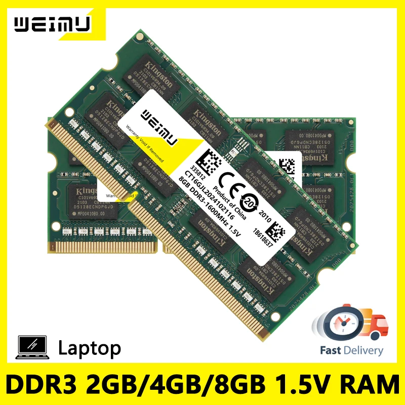 DDR3 2GB 4GB 8GB Laptop Memory Ram 1066 1333 1600MHz PC3 8500 10600 12800 204Pins 1.5V Non-Ecc Unbuffered Sodimm Memories Ram