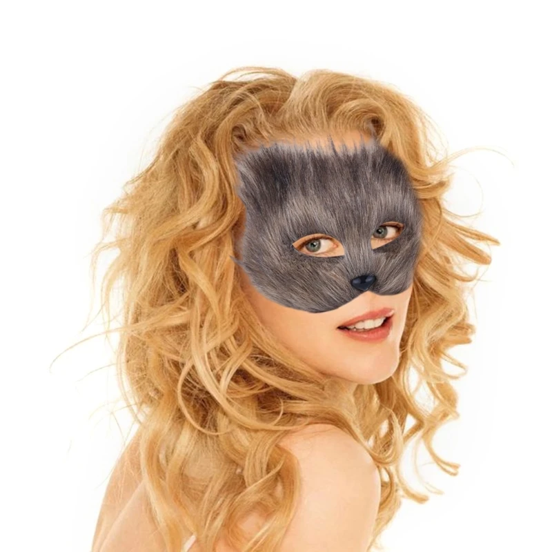 Therian Mask and Tail Set Halloween Cosplays Costume Accessorise Cats Mask Tail