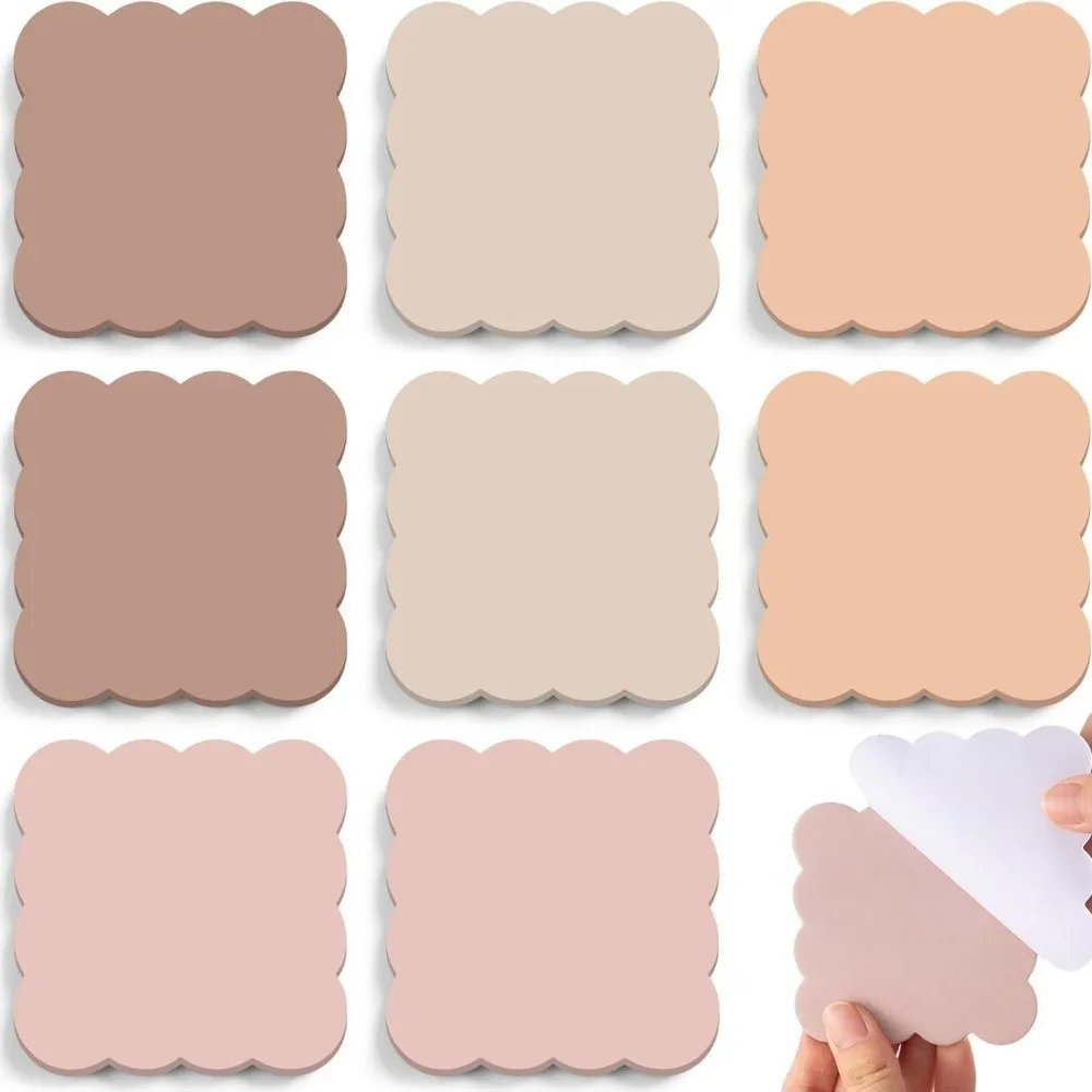 240 Sheets Self-adhesive Self Sticky Notes Adhesive Backing Blank Note Pads Wavy Note Pads Wavy Edge Vintage Colors
