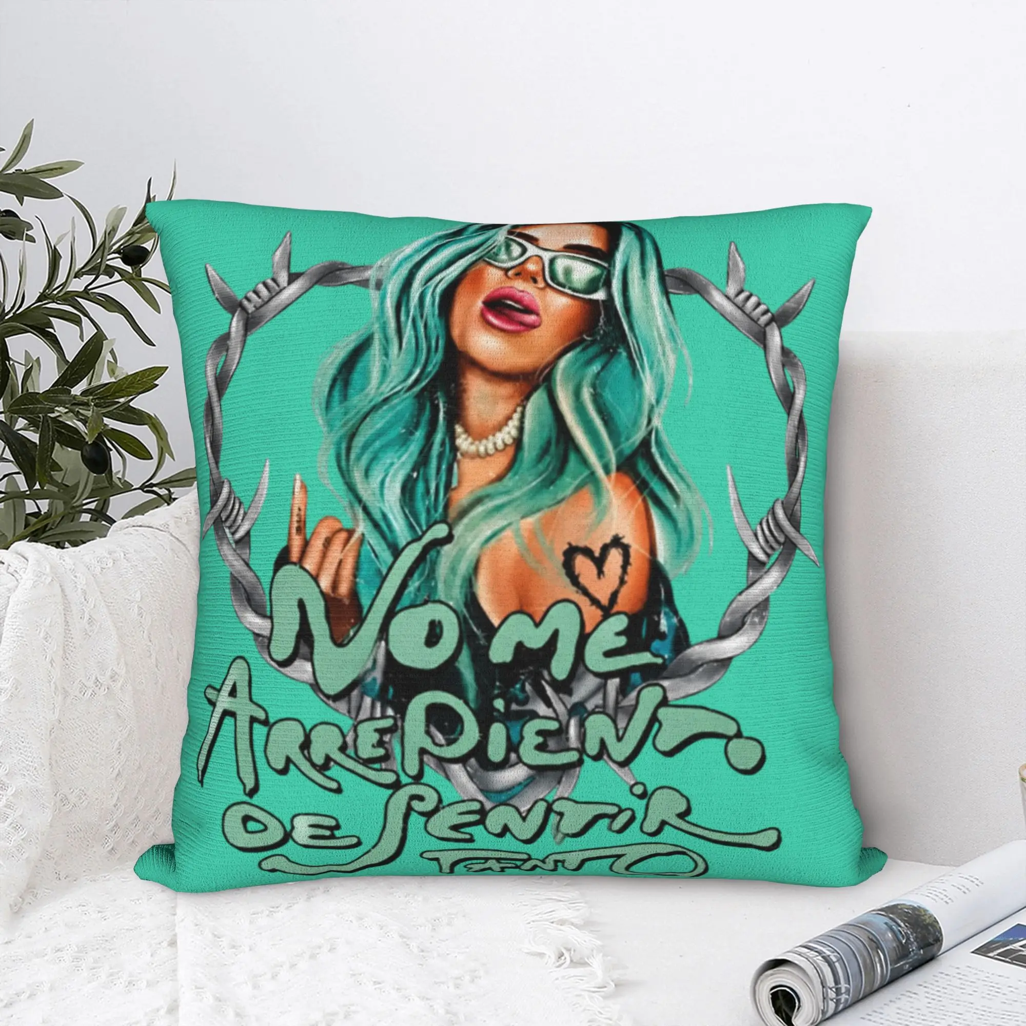 Karol g 2026 Tour No Me Arrepiento de Sentir Tanto Album Square Pillow Case Cushion Cover Decor Throw Pillow Case Cover for Car