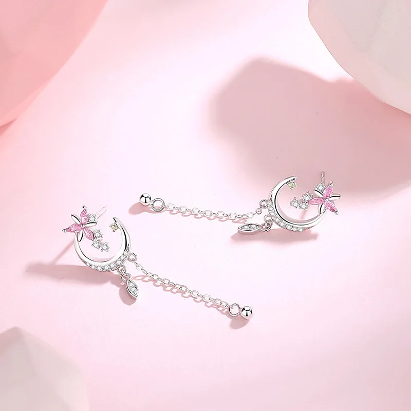 Thaya 100% S925 Silver Sweet Elegant Women Earrings Luxury Crystal Tassel Earring Dangle for Women Engagement Party Fine Jewelry