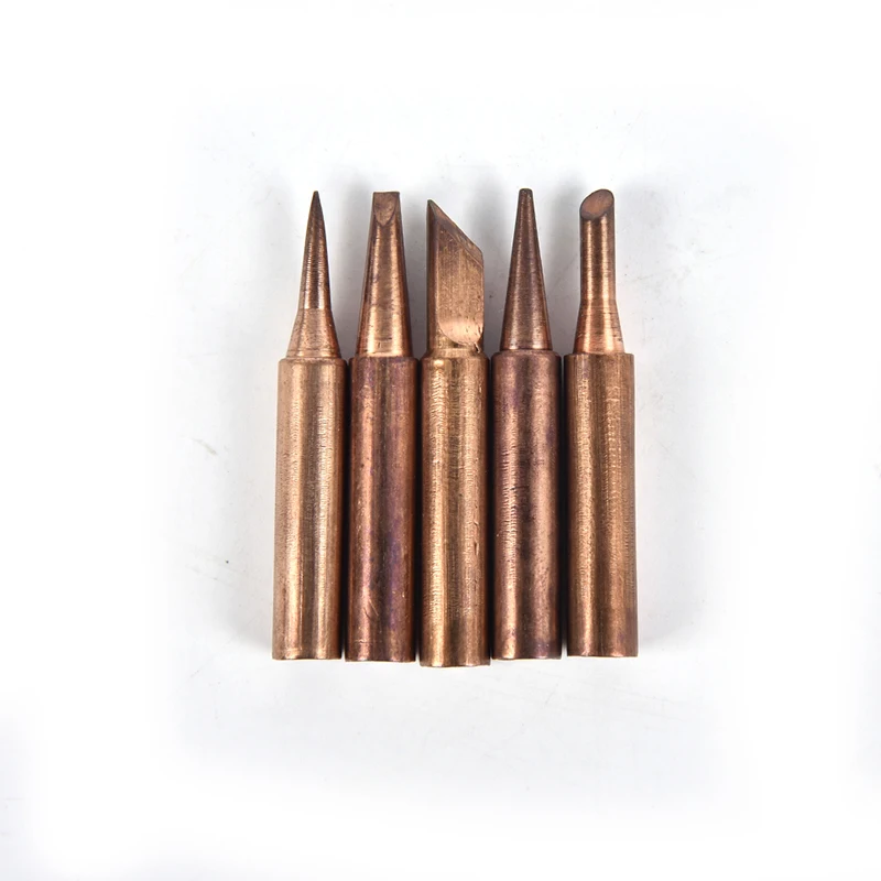 5pcs Pure Copper 900M-T Soldering Iron Tips Lead-Free Welding Heads for Electronic Repair And Crafting