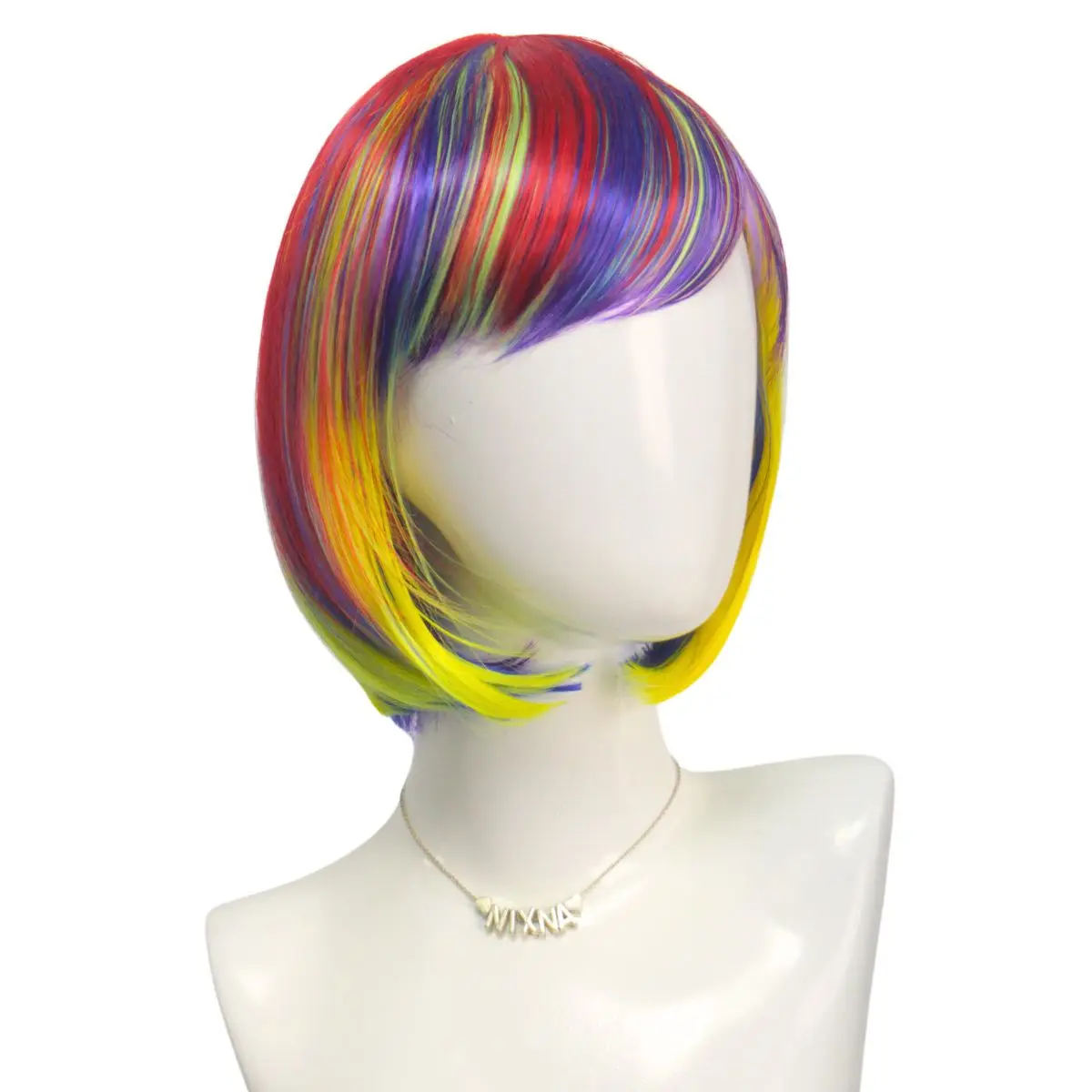 2024 New Fashion Hot Selling Rainbow Color Bob Party Wig For Women Halloween Party Cosplay