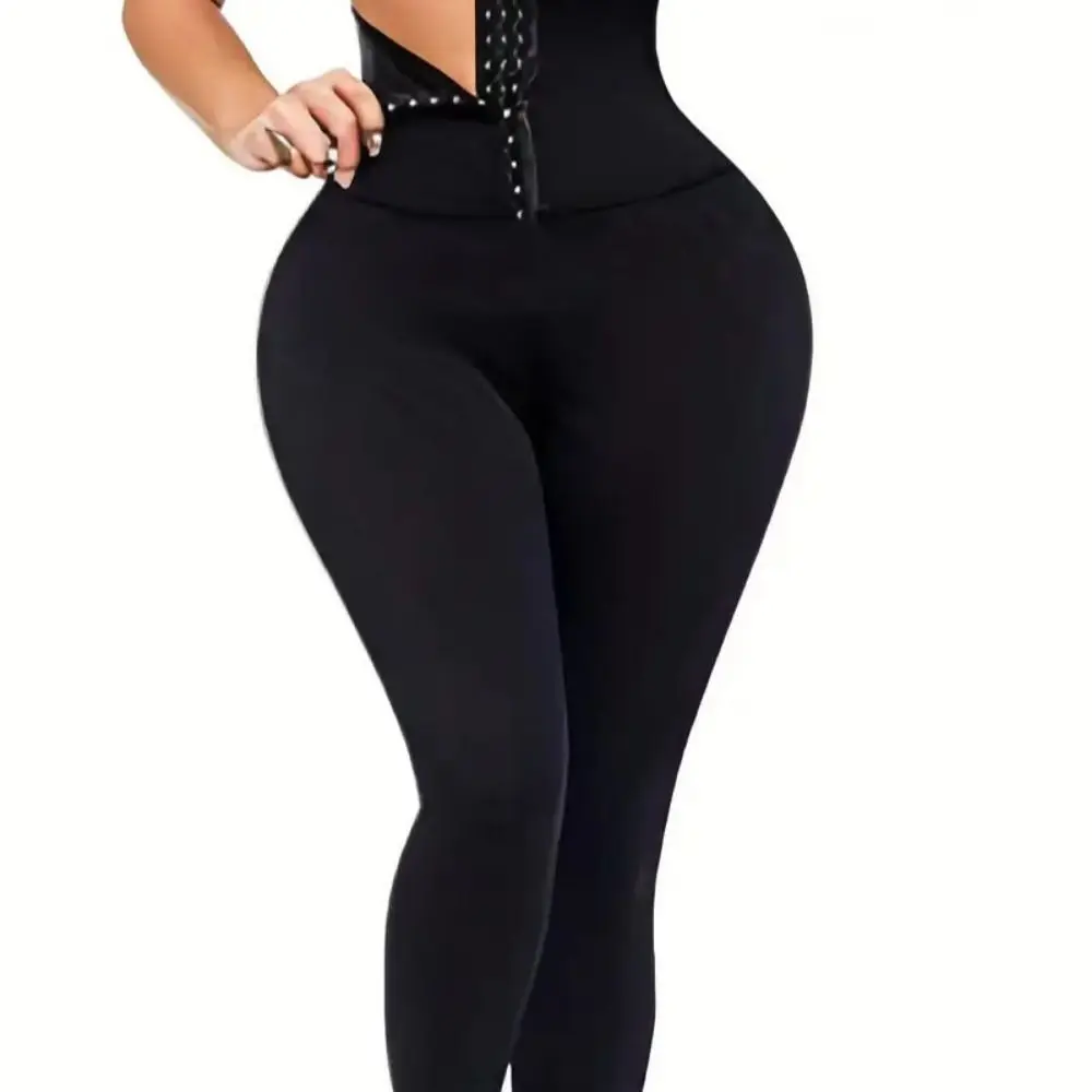High Waist Fitness Legging Solid Double Breasted Elastic Leggings Thickened Skinny Sports Yoga Pants Waist Abdomen Shrinking