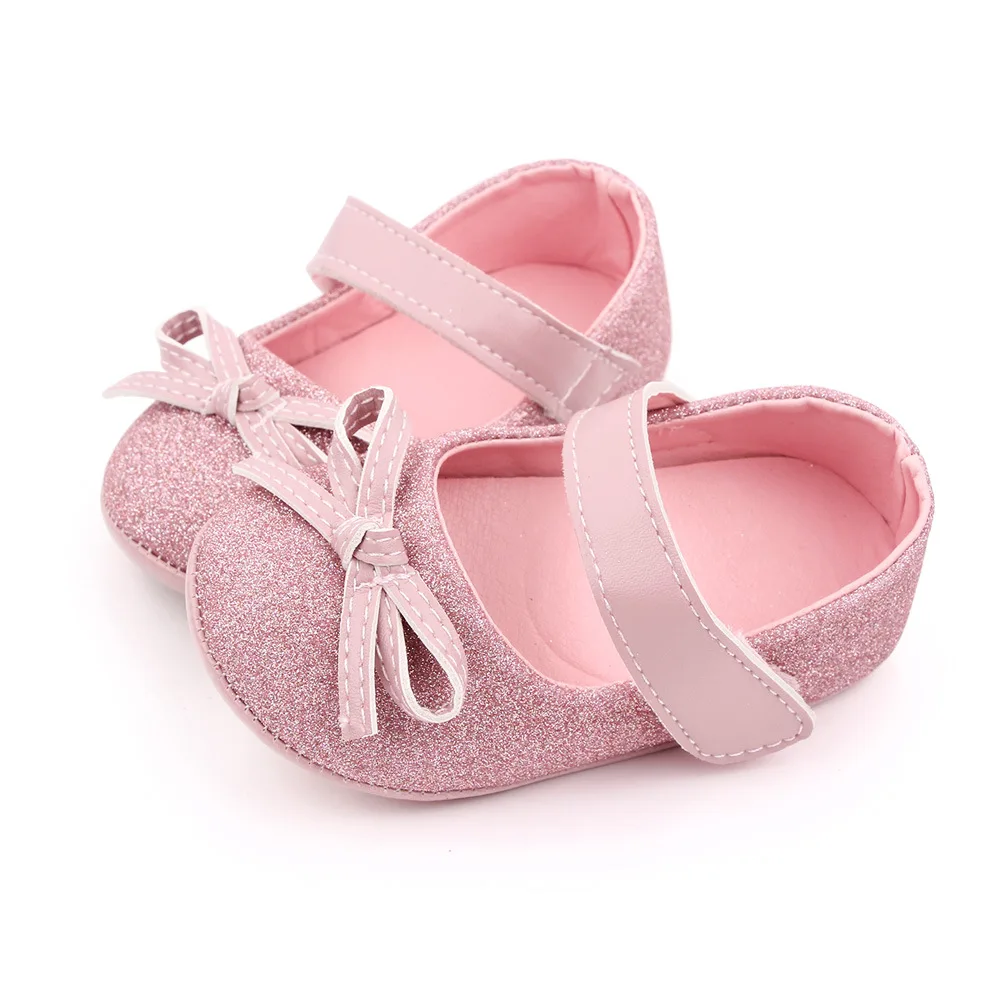 Brand Infant Girl Crib Shoes Fashion Bows Trainers Baby Item Newborn Anti-slip Soft Rubber Sole Princess Footwear Doll Shoe Gift
