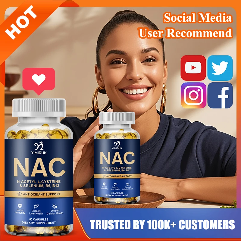 

High Potency NAC Supplement, with Vitamin B12, for Skin Hydration, Antioxidant, Immune, Cellular Health, Detoxification, Non-GMO