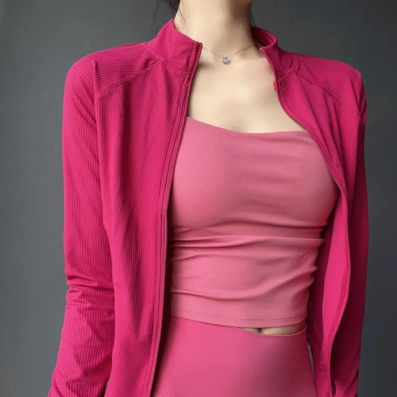 Slimming New Stand Up Collar Nude Jacket Sports Top Slim Fit Running Casual Yoga Zipper Tight Fit Fitness Long Sleeved