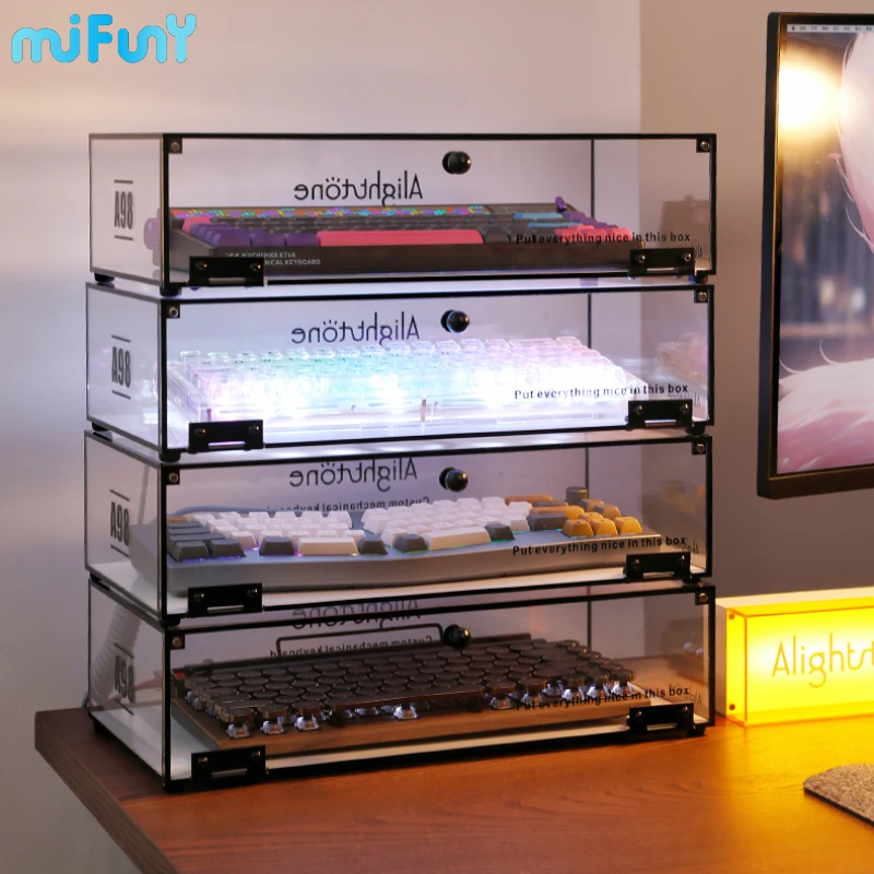 MiFuny Keyboard Display Stand Customized Mechanical Keyboard Storage Cabin Transparent Acrylic Display Cabinet Dust Storage Box