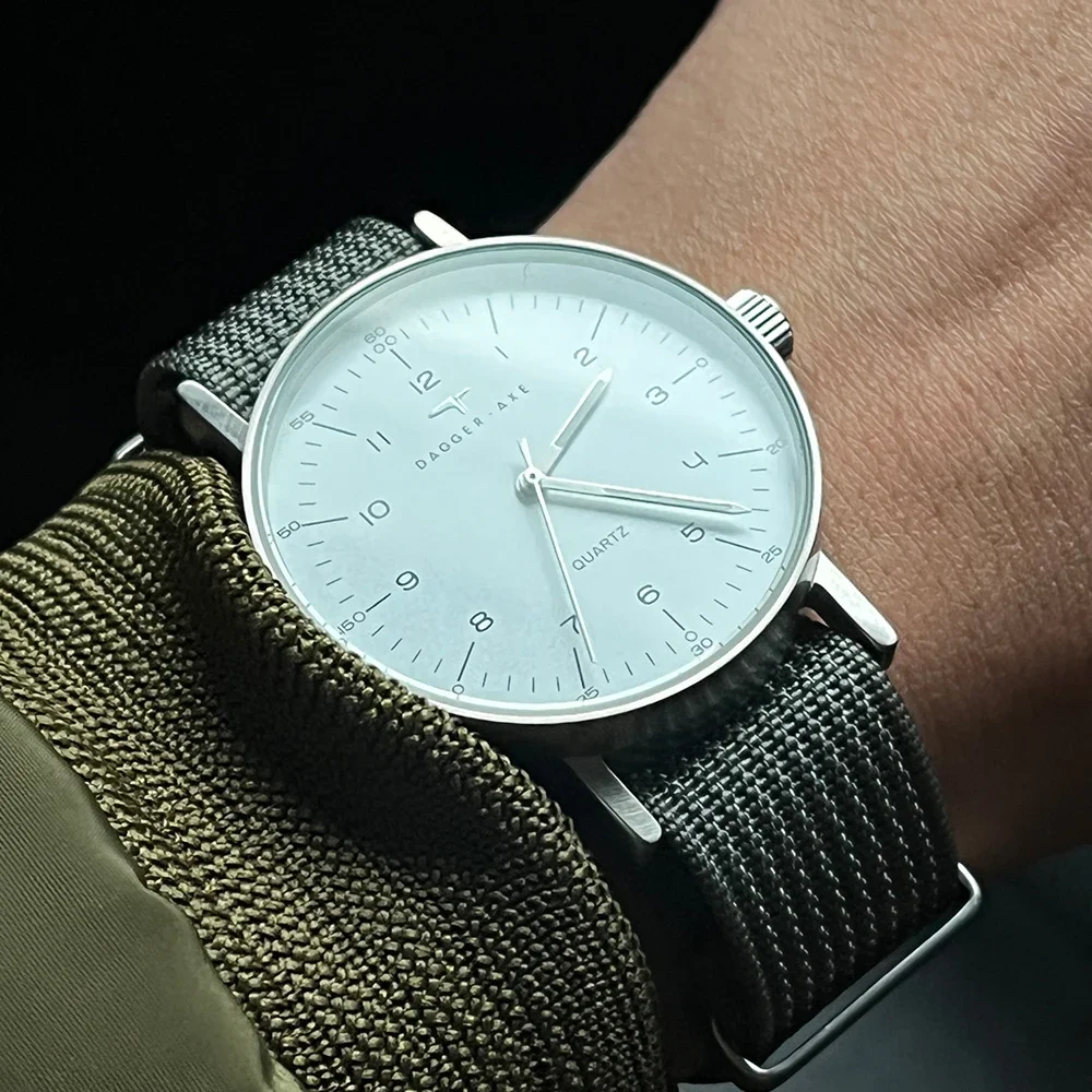 Watches for Man Simple Bauhaus Couple Quartz Watch NATO Strap Ultra-thin Stainless Steel Case