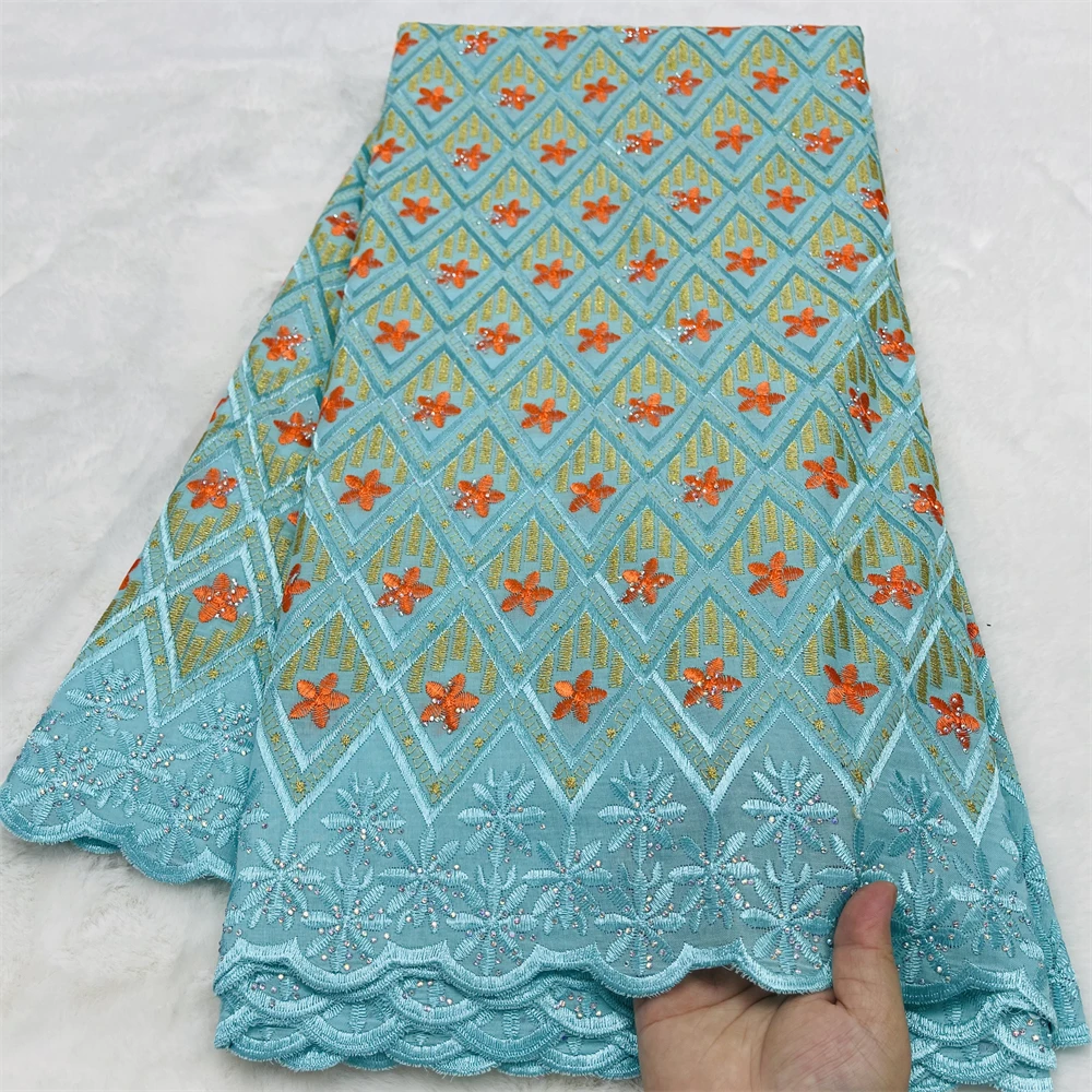 nigerian-high-quality-cotton-lace-fabric-2025-swiss-voile-5-yards-embroidery-african-fabric-for-elegant-women's-dresses