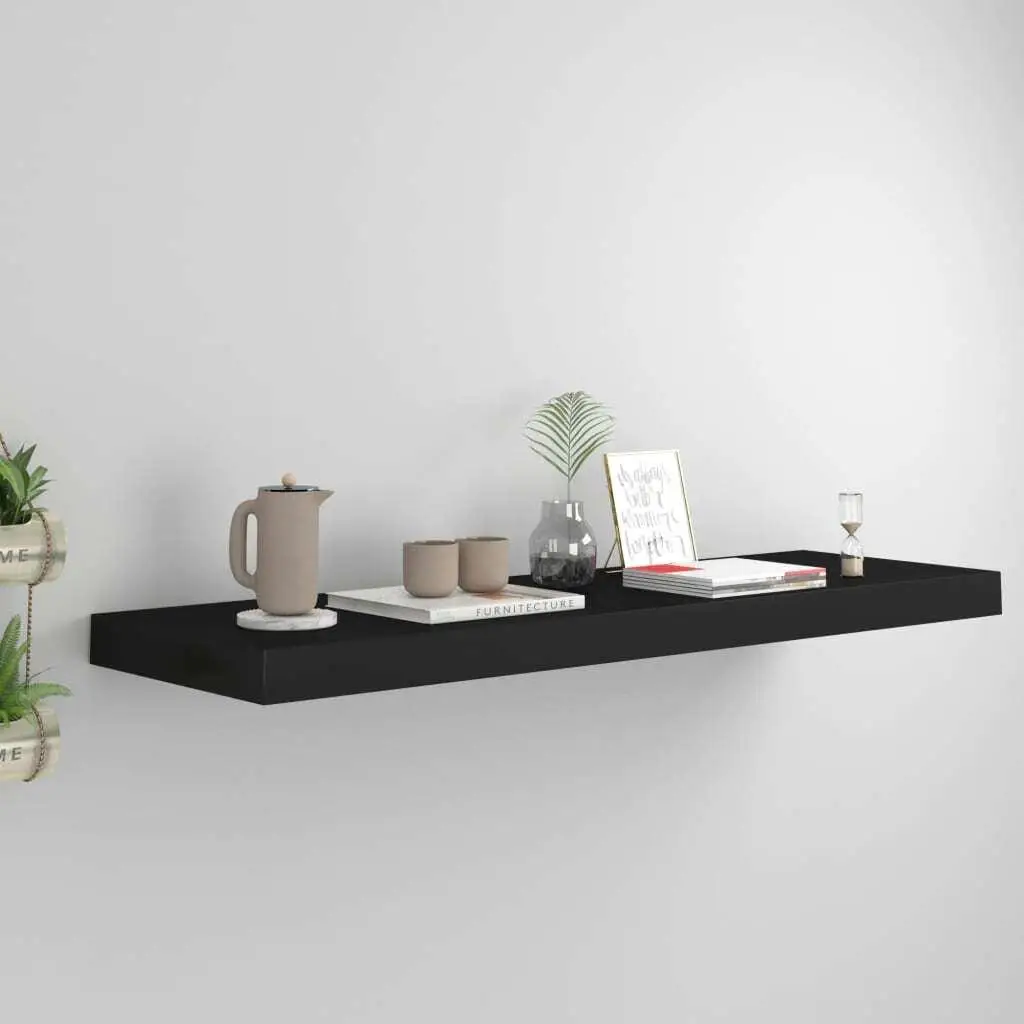 Stylish Black Floating Wall Shelf 80x23.5x3.8 cm MDF for Modern Home Décor