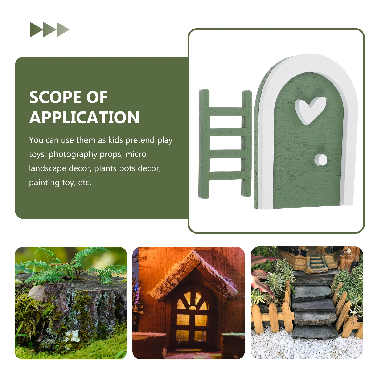 

Miniature Wooden Ornaments Fairy Door Decor Artificial Doors Green for Garden Trees