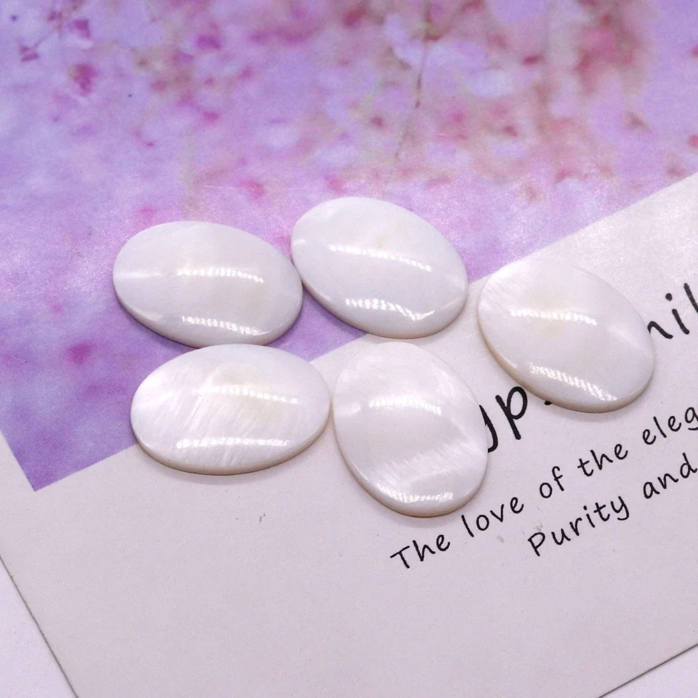 Natural Mother of Pearl Shell Cabochon Beads Oval Egg-shaped No Holes Loose Beads for Jewelry Making DIY Rings Earrings Pendants
