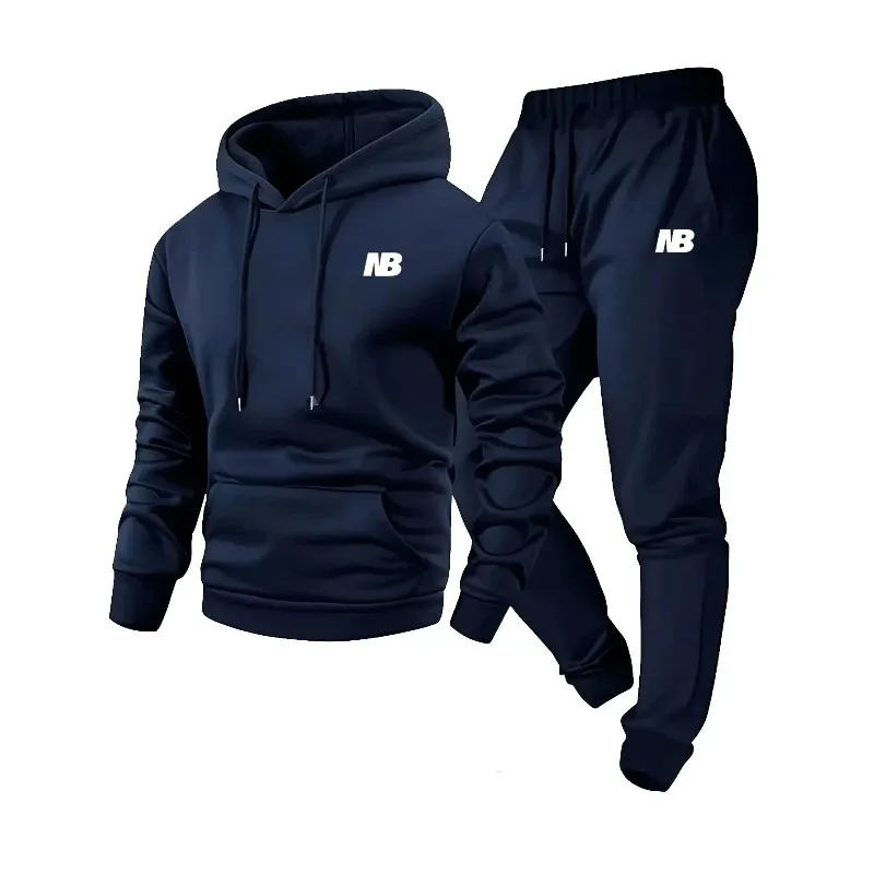 

Men's autumn and winter fashion set, casual and comfortable hooded sweatshirt and sports pants