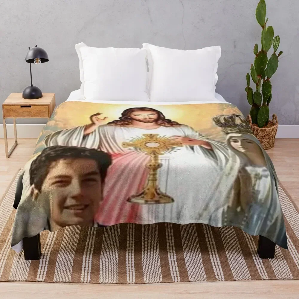 Blessed Carlo Acutis, Beato Carlo, Blessed Carlo Throw Blanket Soft Bedroom Blanket for Night Sleeping