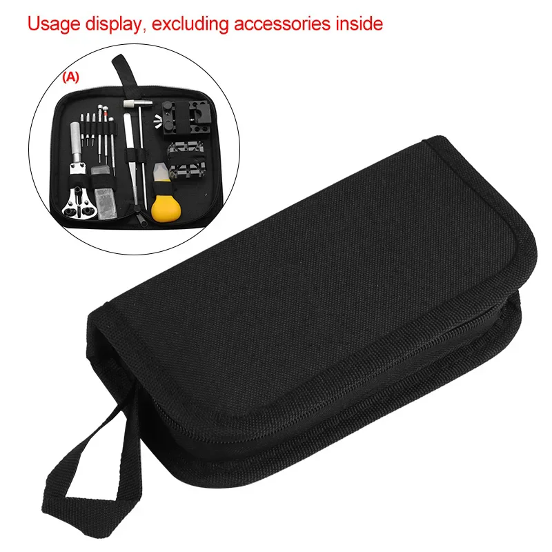 Black Multi-functional Canvas Watch Repair Portable Tool Bag Zipper Storage for Small Technical Tools Practical Durable EDC Case