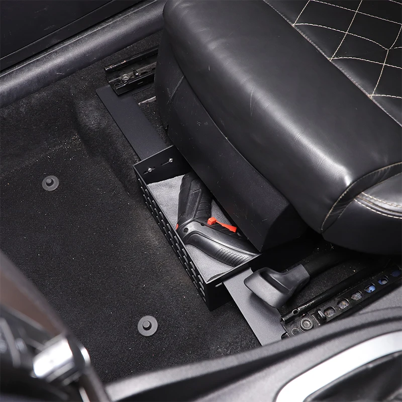 

1Pcs Aluminum Alloy Black For SEAT Leon 2008-2012 Car passenger seat under storage basket car interior modification accessories