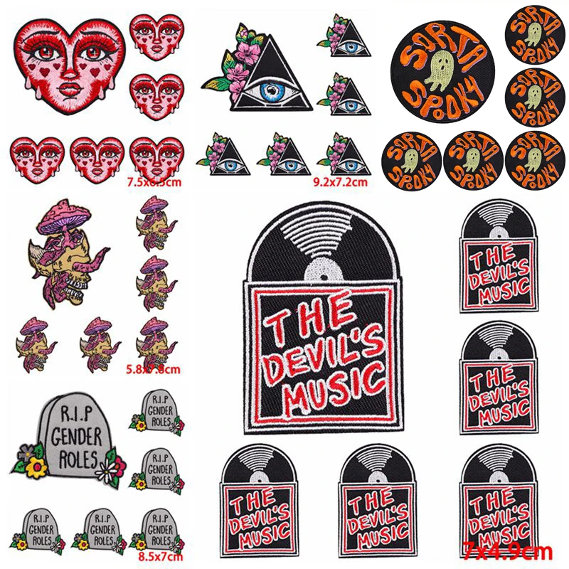 10PCS/lots Punk Embroidery Patch Horror Grave Ghost Patch DIY Iron On Patches For Clothing thermoadhesive Patches On Clothes Sew