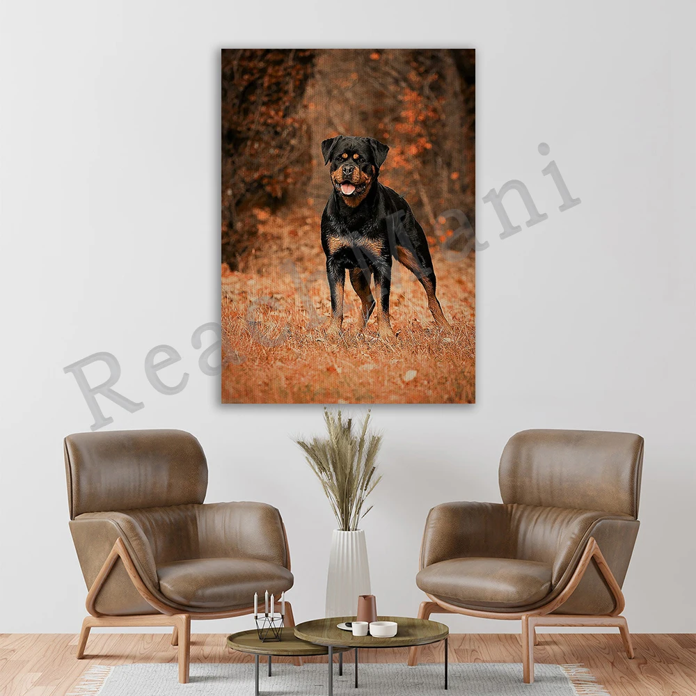 Black Rottweiler dog print, dog poster canvas wall art design for home and office decor print, animal lover gift