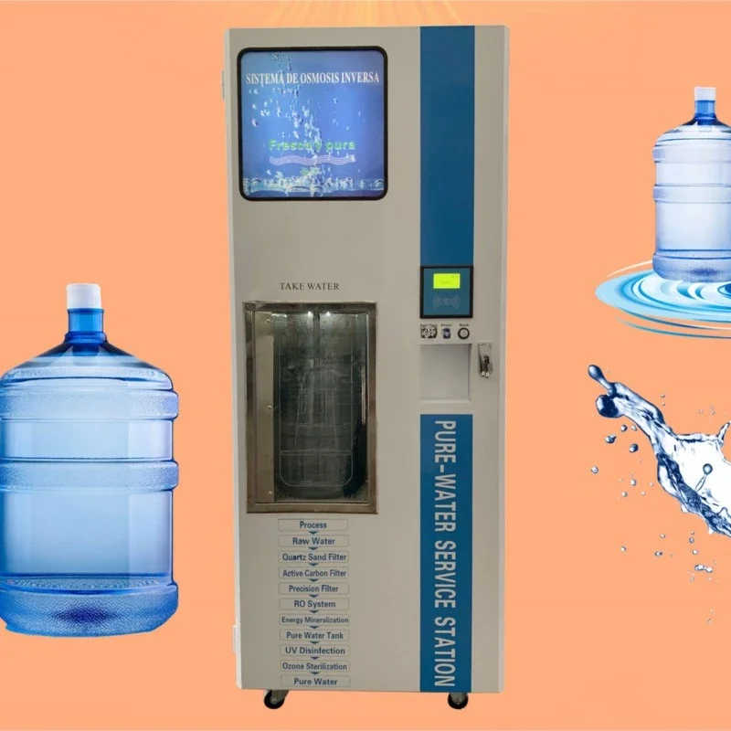 Hot Sales OEM Model 800GPD Pure Water Vending Machine Washing Function Commercial Water Refill Vending Machine