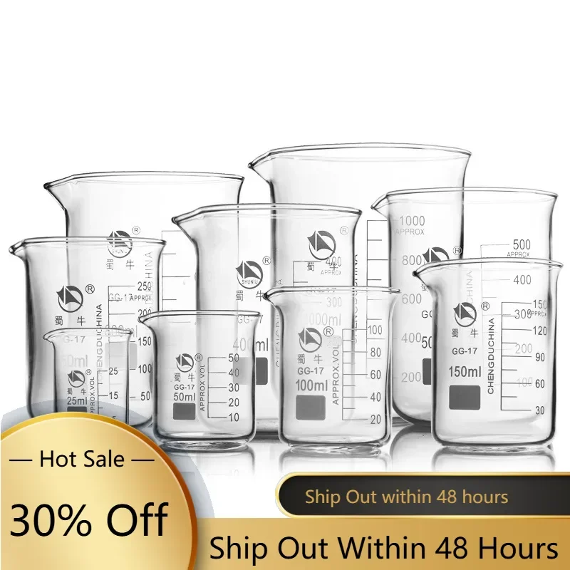 1set Lab Borosilicate GLass Beaker All Sizes Chemical Experiment Laboratory Equipment All Sizes