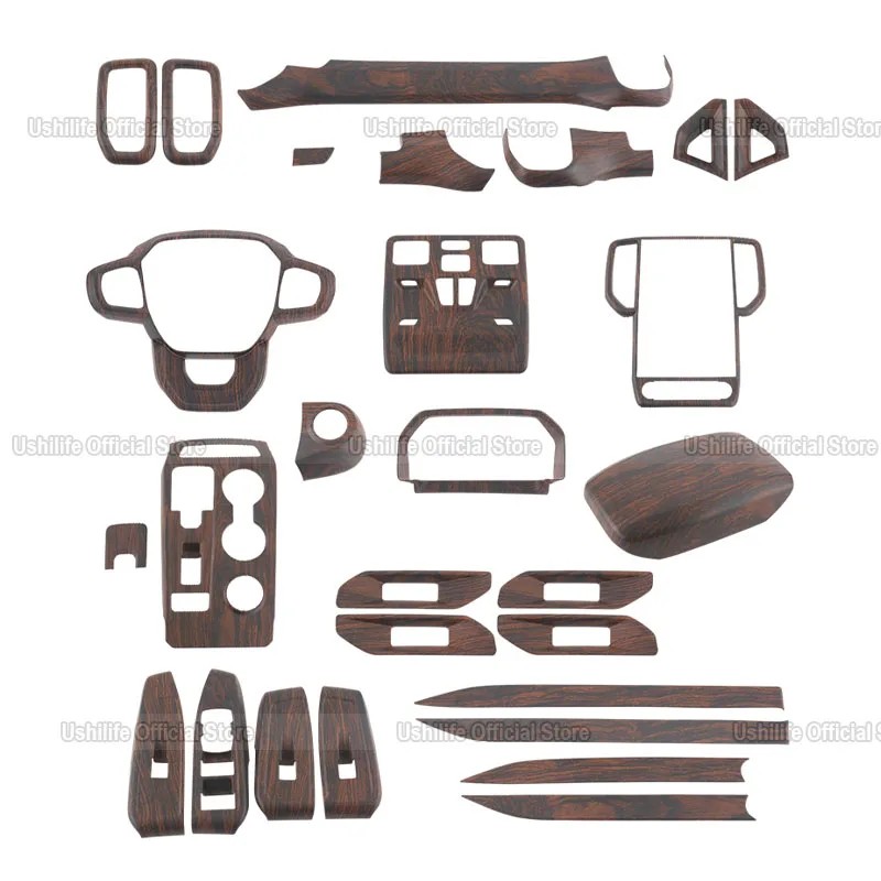 Wooden Textural Car Interior Modification Center Gear Knob Panels Door Lift Window Button Cover For Ford Ranger Wildtrak 2023+