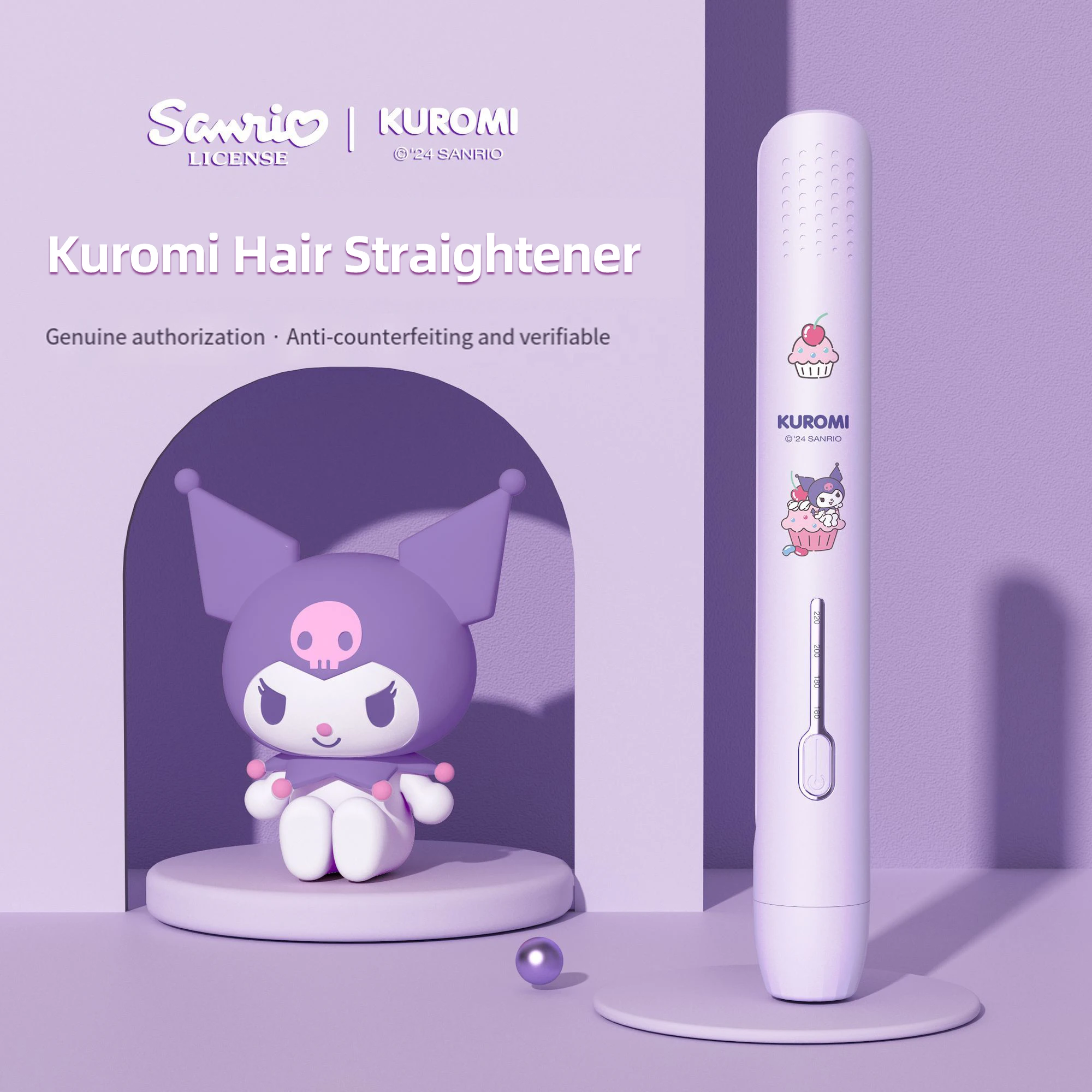 Sanrio Hello Kitty Kuromi Genuine Hair Straightening Iron Straight Curling Dual-Use Curling Iron Student Low-Power Cute Splint view 2