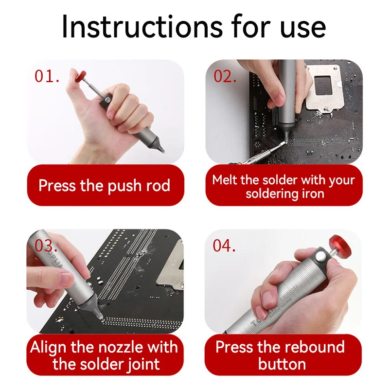 TOPLIA Desoldering Pump Solder Sucker Aluminum Vacuum Solder Iron Welding Repair Tool For Solder Remover