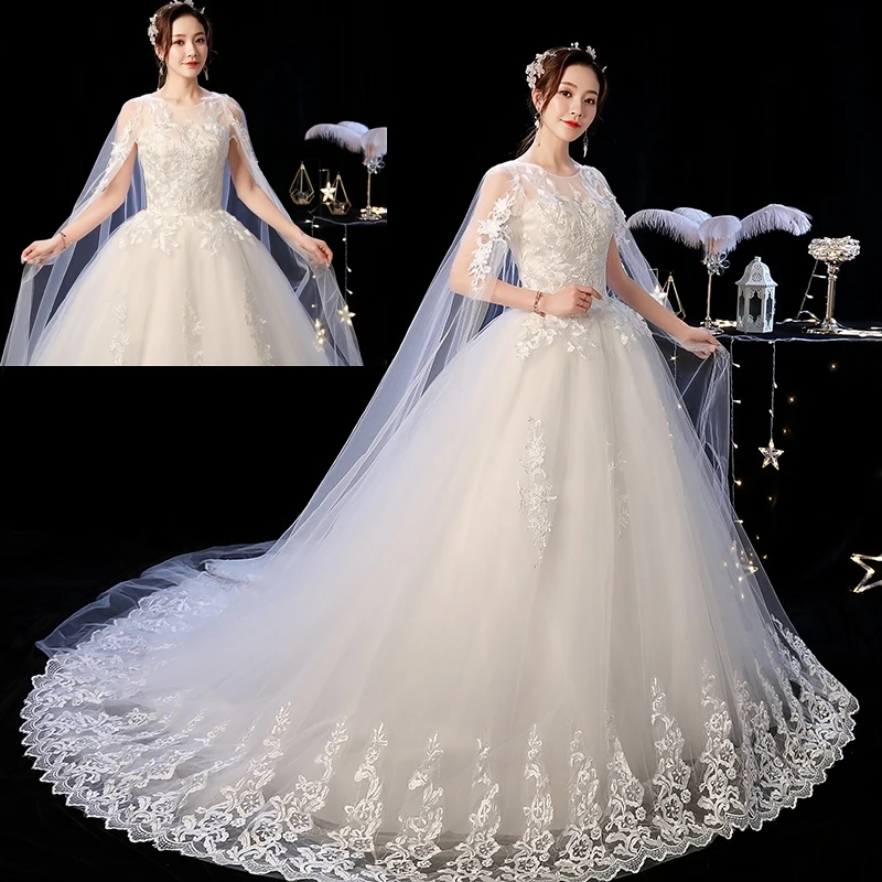 2025 New Style With Train, Elegant Bride, Simple Forest Style, Super Fairy Dreamy, Petite Korean Version, Off-shoulder Wedding