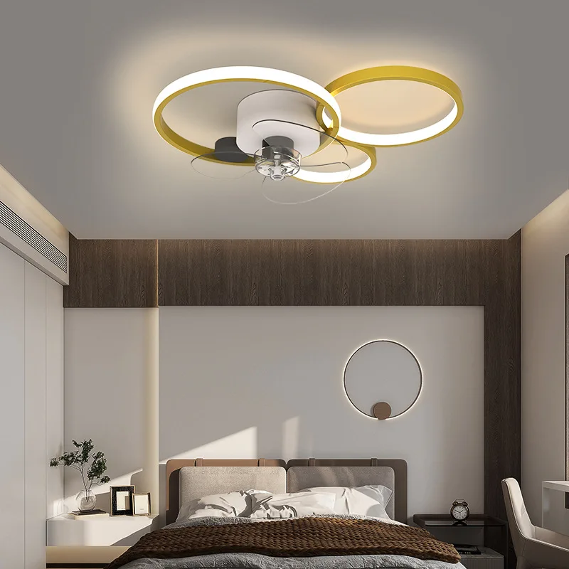 Lámpara de techo Led Simple con ventilador silencioso inteligente para dormitorio, restaurante, sala de estar, luz de Control remoto, accesorio de