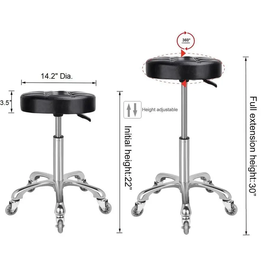 Swivel Stool Chair Adjustable Heavy Duty Barber Stool Hydraulic Rolling Work Stools with Wheels for Hair Beauty Salon Spa Home K