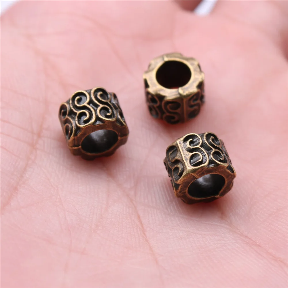 20pcs 9x9x7mm Antique Bronze Color Big Hole Spacer Beads Charms For Jewelry Making A13269