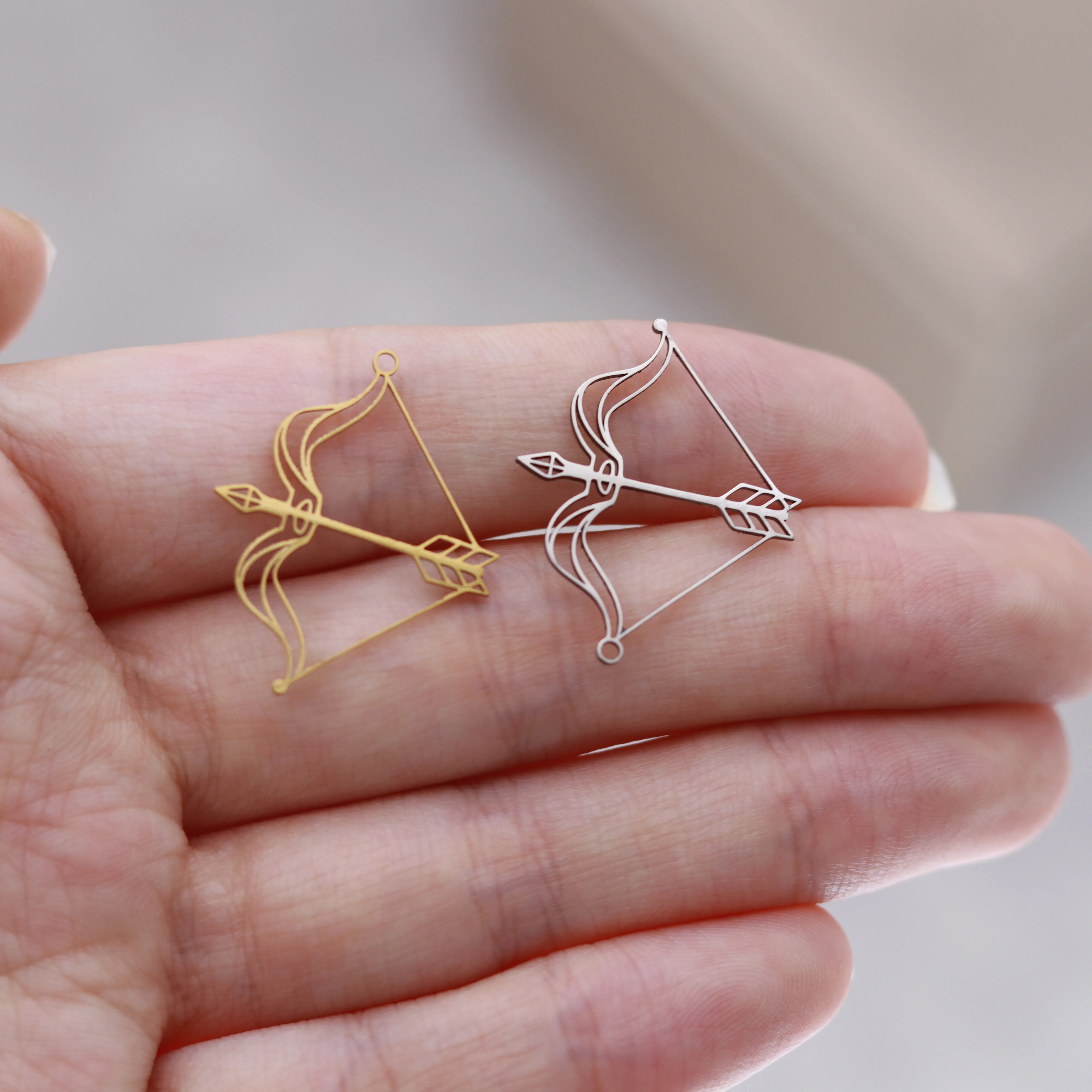 3 pçs/lote arco e flecha pingente para mulheres jóias fazendo pulseira de aço inoxidável colar charme diy artesanato acessórios