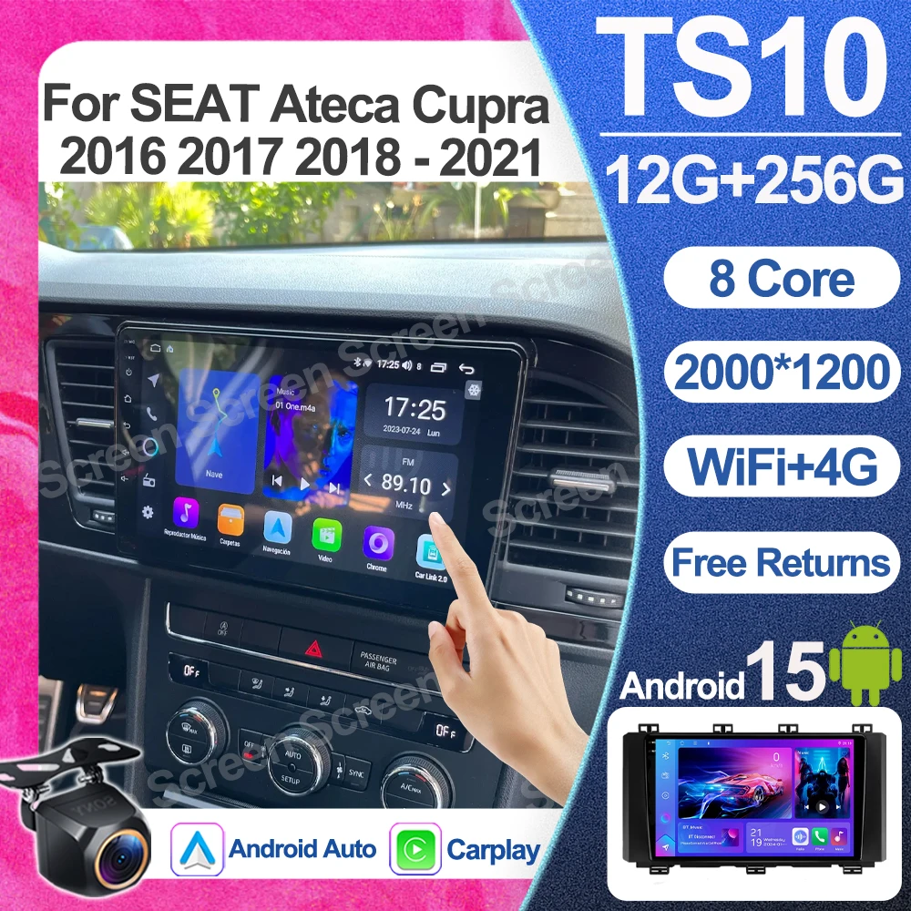 Android 16 For Seat Ateca Cupra 2016 2017 2018 - 2021 Stereo Carplay Multimedia Video Player Android Auto Screen Wifi Dvd Rds 5g