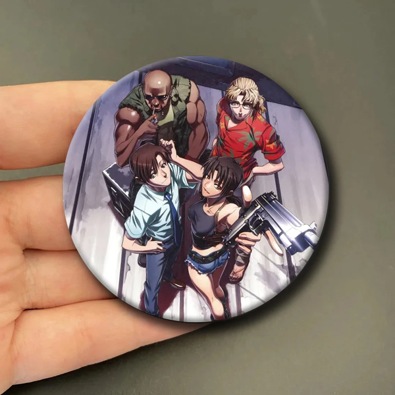 58mm Anime Black Lagoon Creative DIY Badge Tinplate Plastic Pins Button Brooch for Backpack