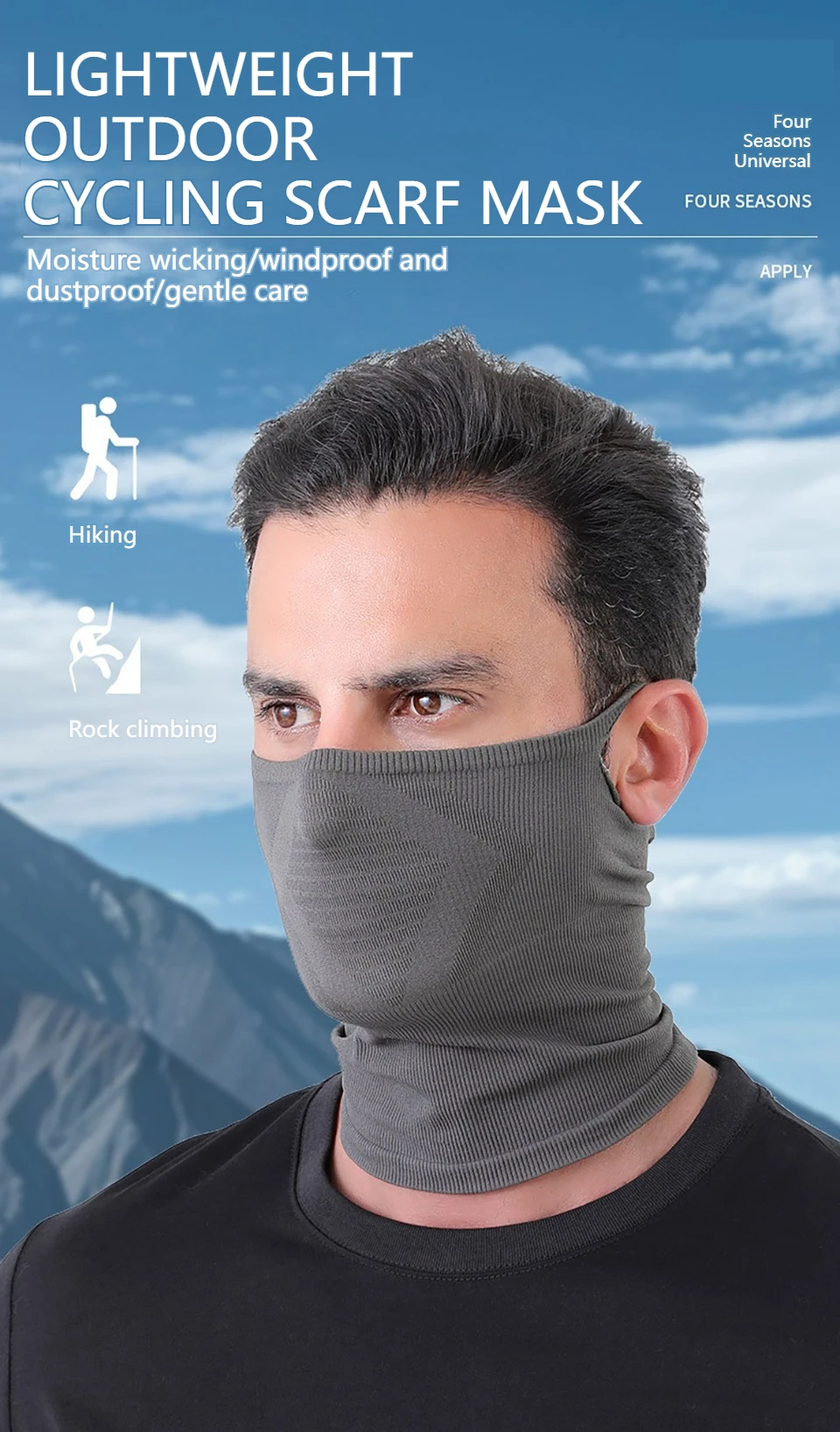 GTUBIKE Sport-Bandana, atmungsaktiv, Sonnenschutz, Radfahren, Fahrrad, Gesichtsbedeckung, wiederverwendbare Masken, Wandern, Camping, Halstuch, weicher Schal – Detail 1