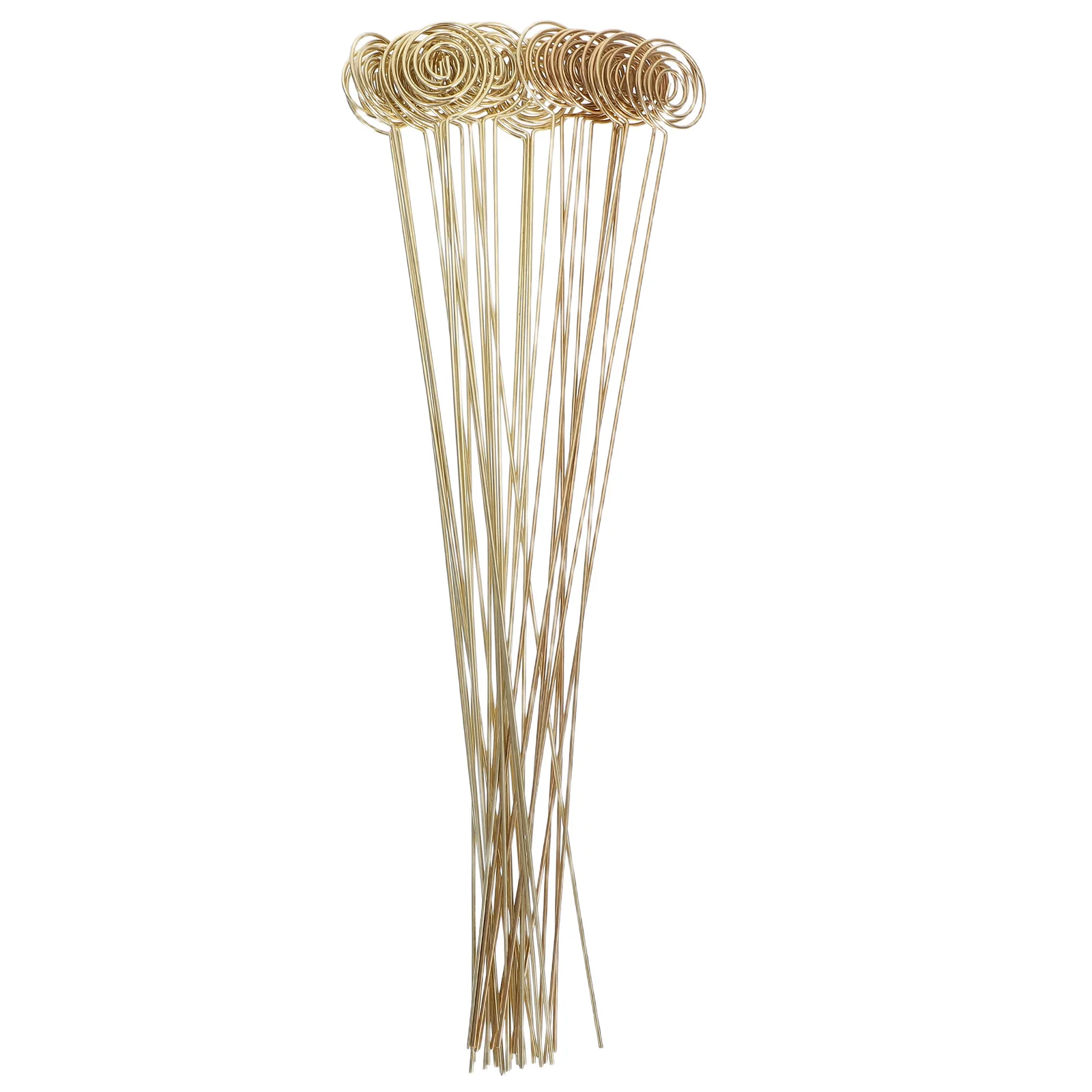 

30pcs Floral Card Holder Pick Metal Wire Flower Bouquet Place Stick Picture Photo Memo Holder Gold Stick Clip For Centerpiece