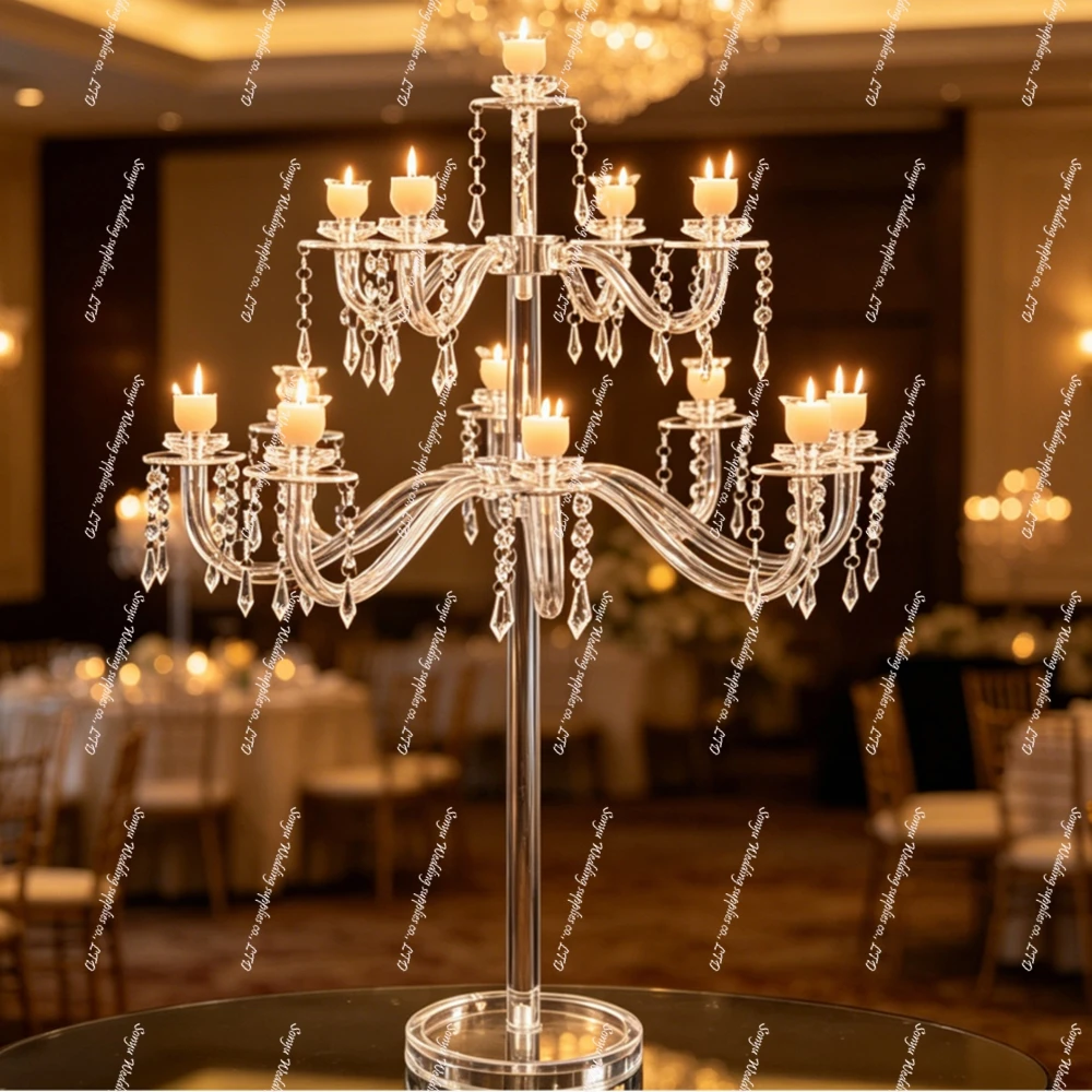 90/100cm Acryl Transparente 9-Kopf-Blumenvase Tischdekoration Hochzeitsblumenhalter Requisiten Party Event Tischdekoration