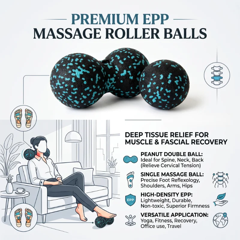 EPP 8cm Peanut Balls Body Massage Fascia Ball High Density Muscle Relaxation Lacrosse Fitness Yoga Myofascia Ball Relieve Pain