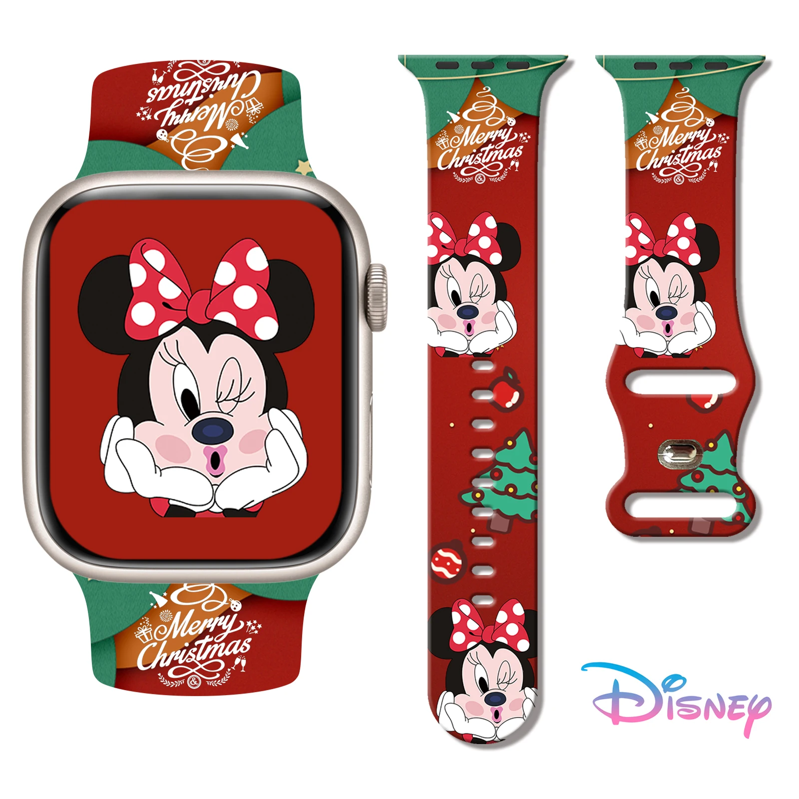 

Disney Christmas Mickey for Apple Watch 11 10 9 8 7 Silicone Band Replacable Bracelet for iWatch 46mm 42mm 41mm 40mm Watchband