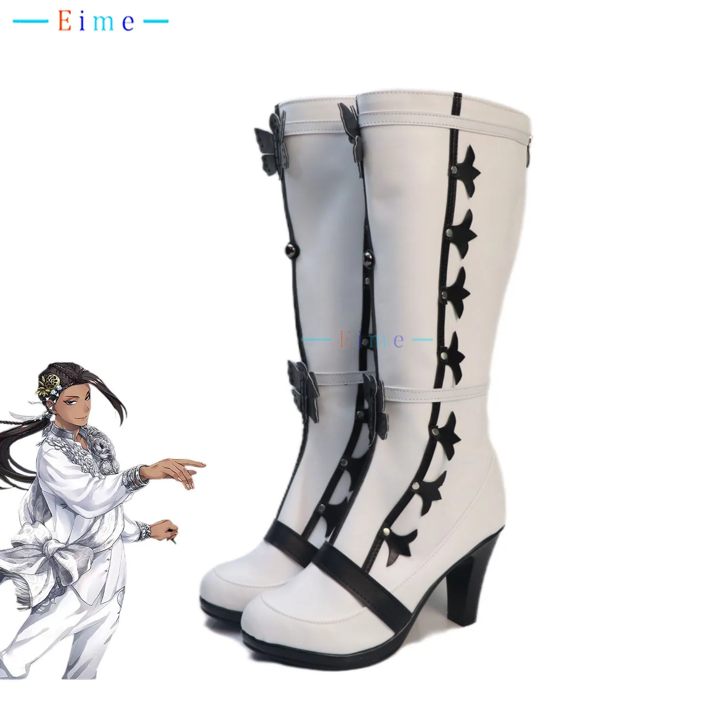 Scarabia Cosplay Shoes Game Twistedd Wonderlandd Fairy Banquet Cosplay Halloween White High Heels Boots Big Size Custom Made