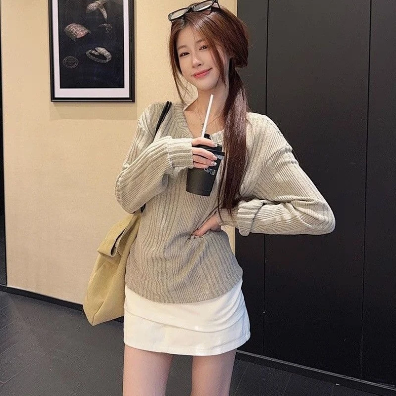 Japanese Vintage Sweet Knit Cardigan Women Kawaii Striped Long Sleeves Open Sweater Y2K Girls Casual 2 Ways Wear Reversible Tops